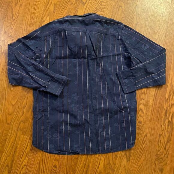Tommy Bahama Cotton Silk Blue Floral Paisley Button Down Shirt Large - Picture 2 of 4